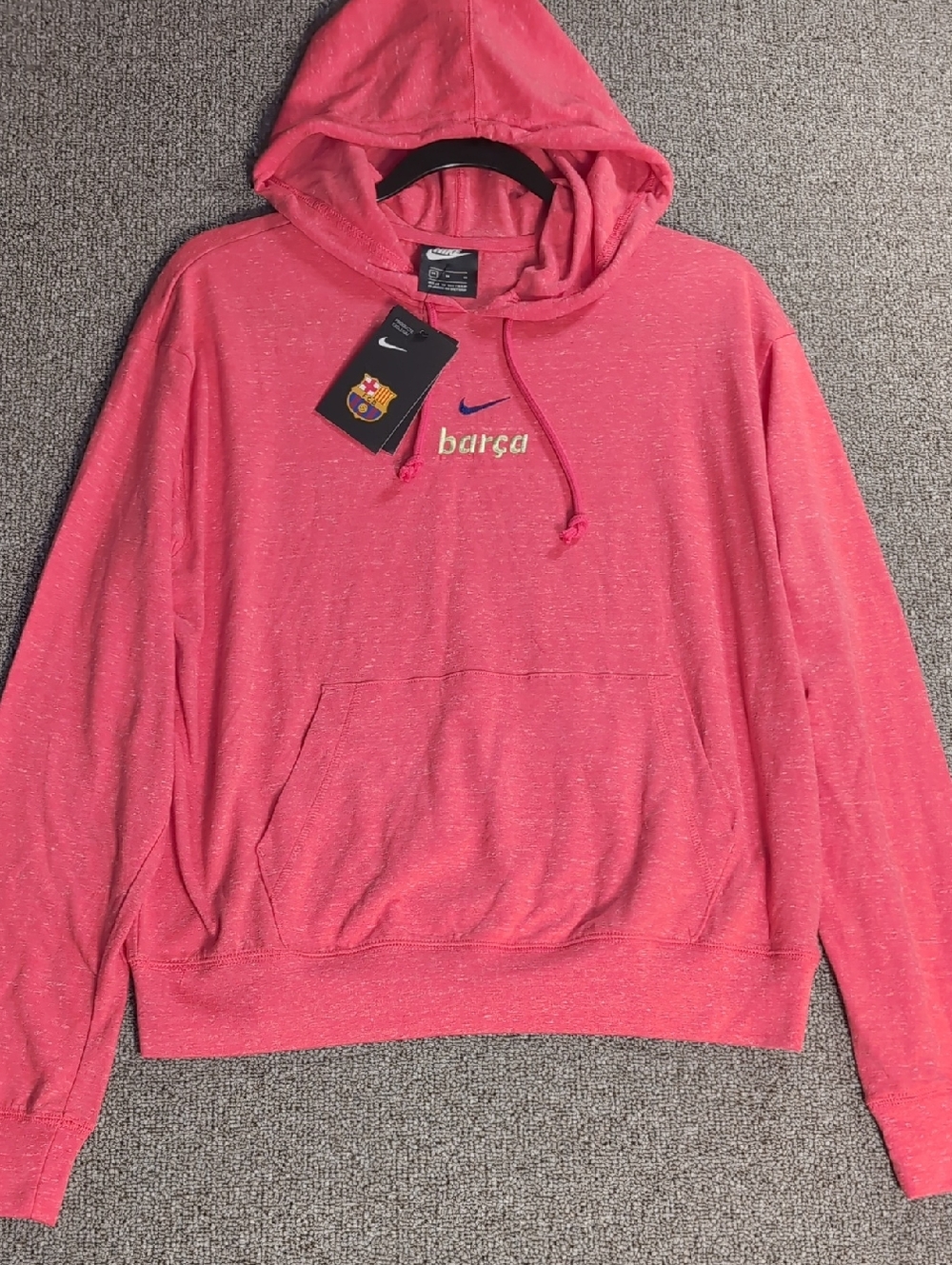 NWT Nike FC Barcelona Barça Loose Fit Lightweight Hoodie Heathered Pink Medium